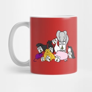 Christmas Cute Animals say Happy Holidays Mug